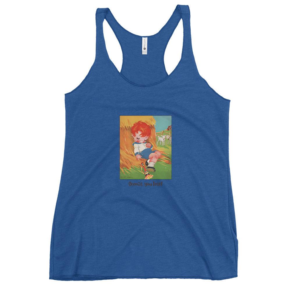 Nursery Rhyme - Little Boy Blue "Snooze You Lose" - Women's Racerback Tank - Whippie's