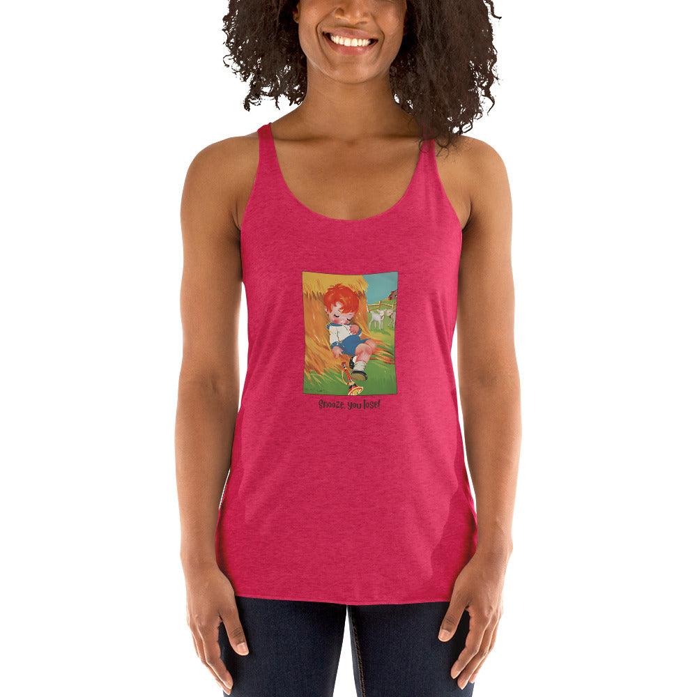 Nursery Rhyme - Little Boy Blue "Snooze You Lose" - Women's Racerback Tank - Whippie's