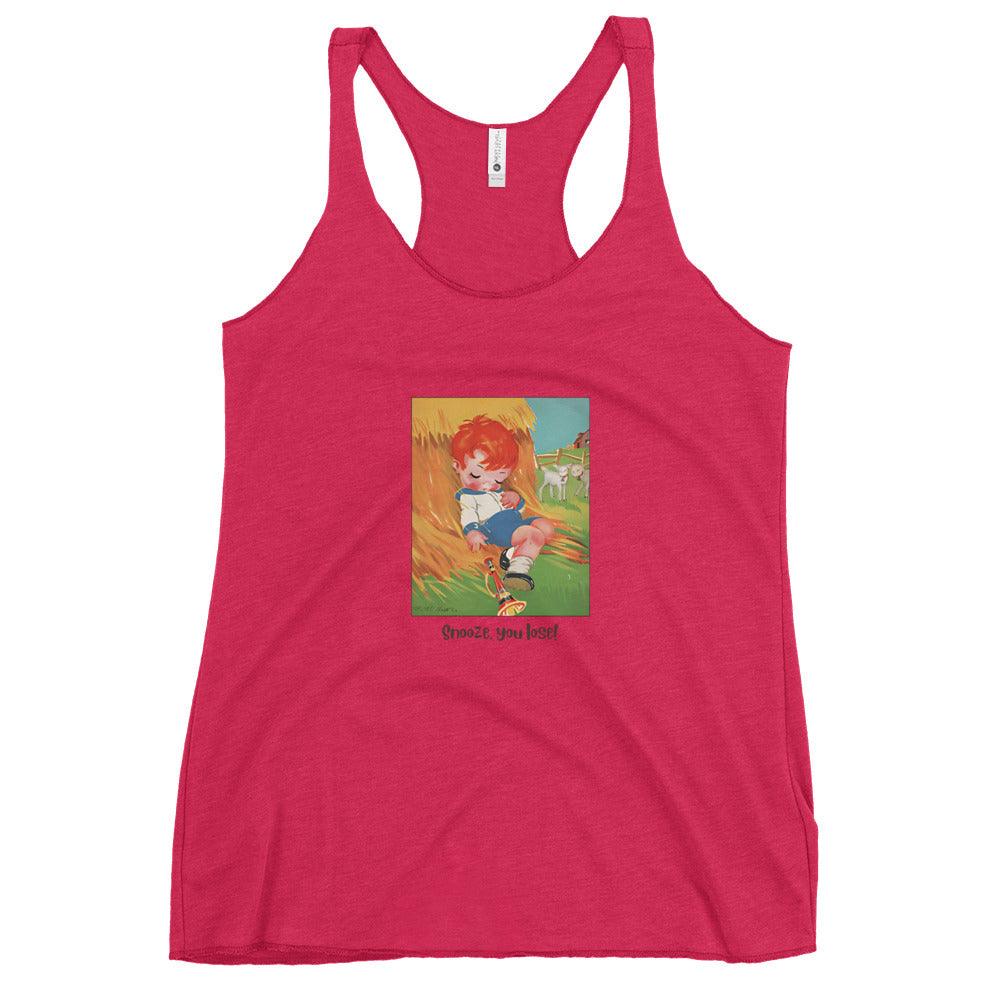 Nursery Rhyme - Little Boy Blue "Snooze You Lose" - Women's Racerback Tank - Whippie's