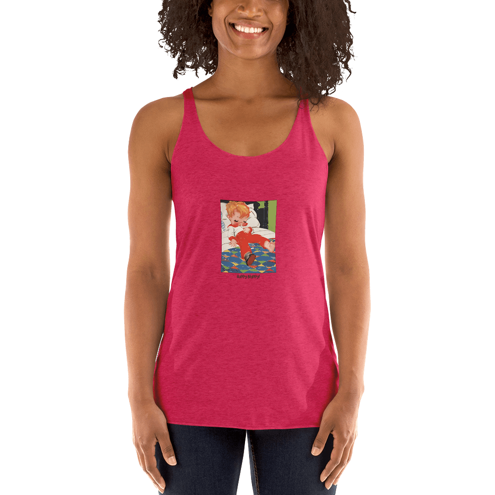 Nursery Rhyme - Deedle Deedle John - "Happy Nappy" Women's Racerback Tank - Whippie's
