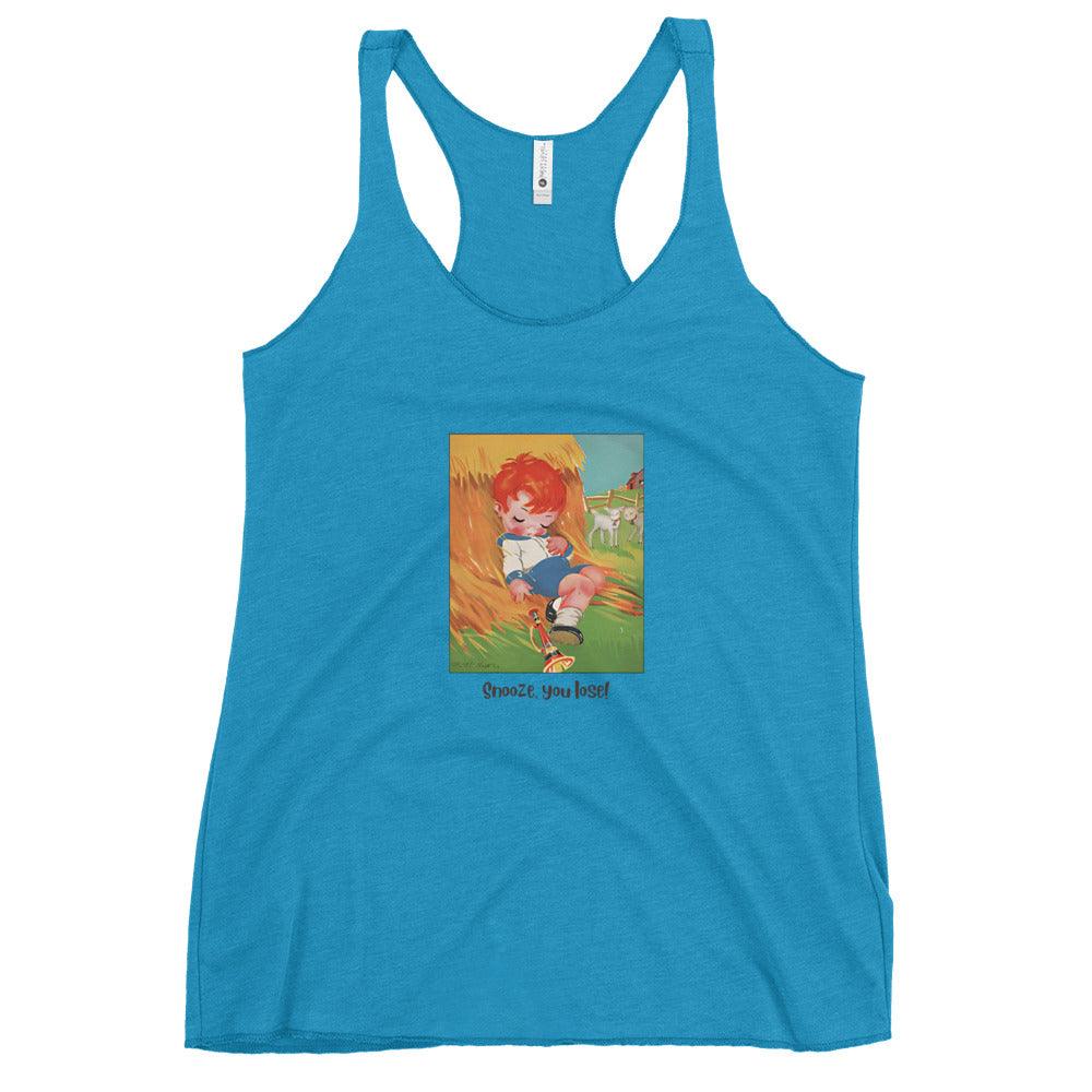 Nursery Rhyme - Little Boy Blue "Snooze You Lose" - Women's Racerback Tank - Whippie's