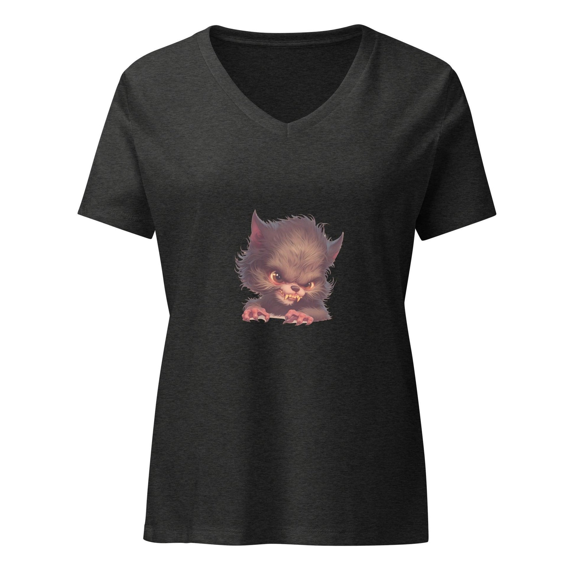 Howl-arious Head Relaxed V-Neck Tee 🐺 - Whippie's