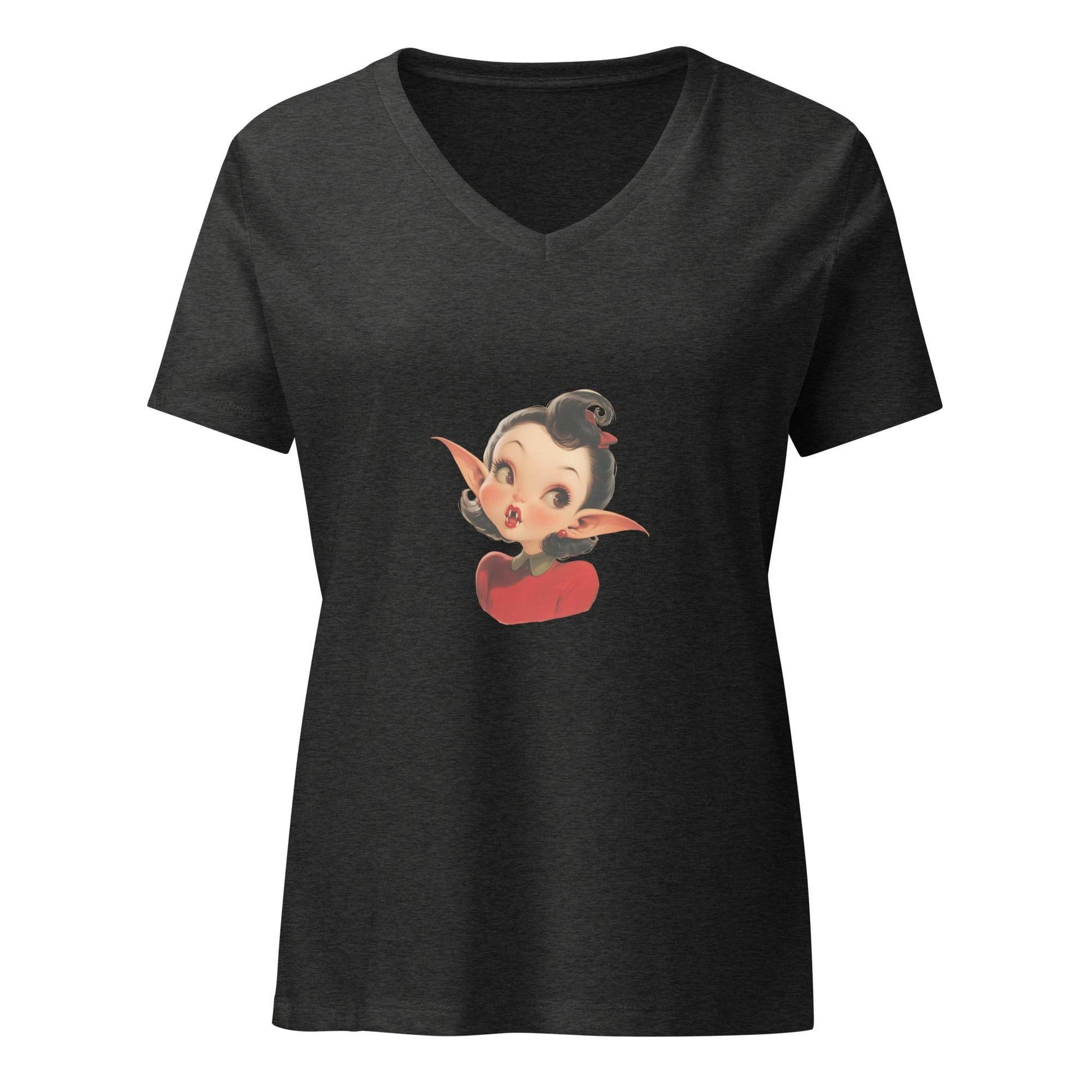 Cute Girl Vampire V-neck Tee - Whippie's
