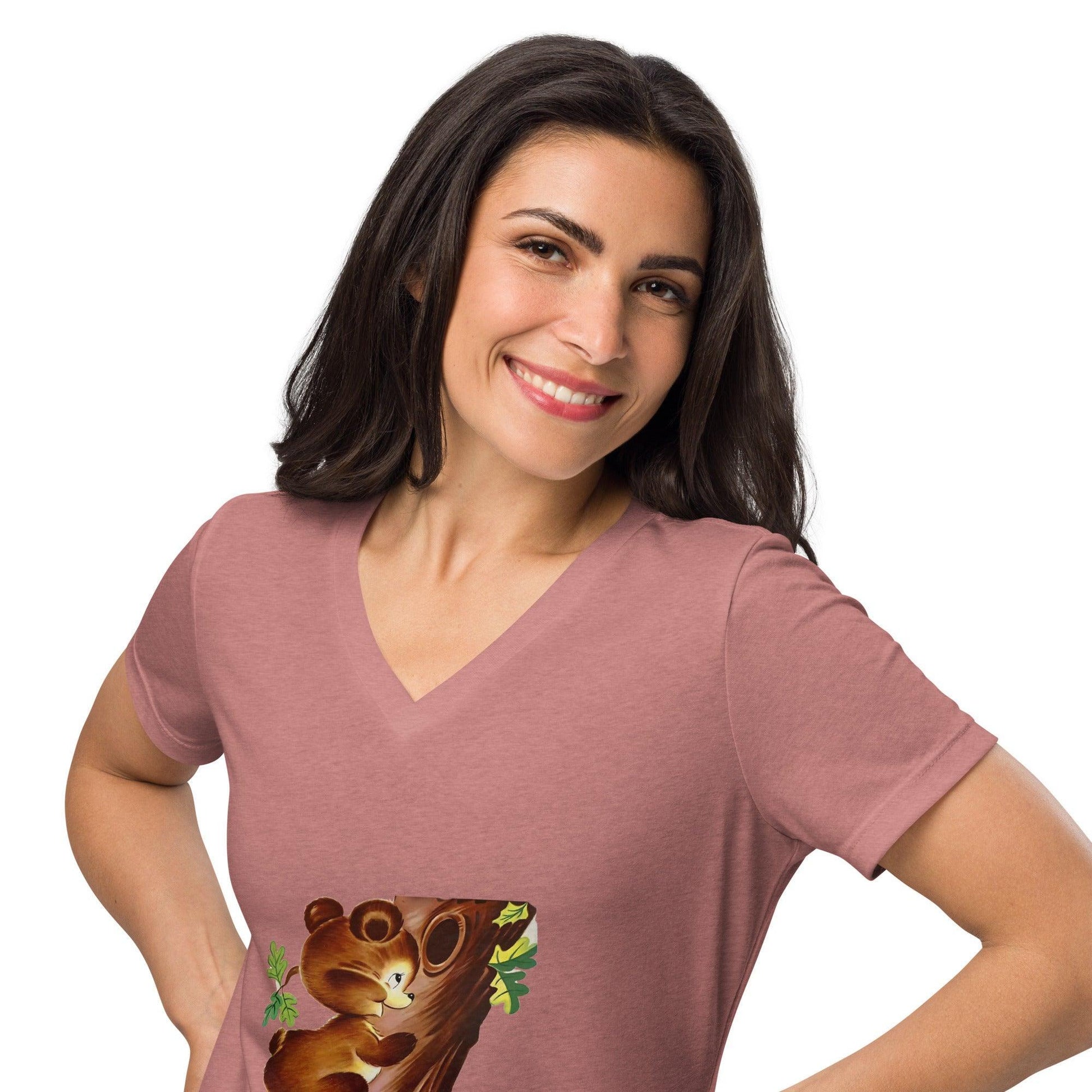Honey Bear - Branching Out - Women’s Relaxed V-neck T-shirt - Whippie's