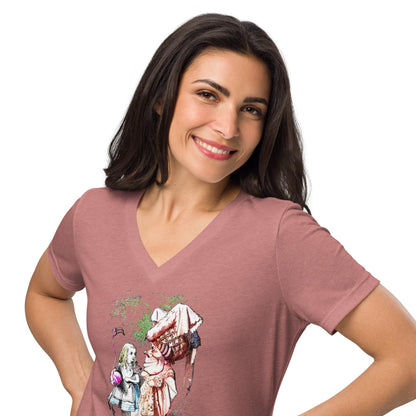Alice in Wonderland - Alice and Queen - Women’s V-neck T-shirt - Whippie's