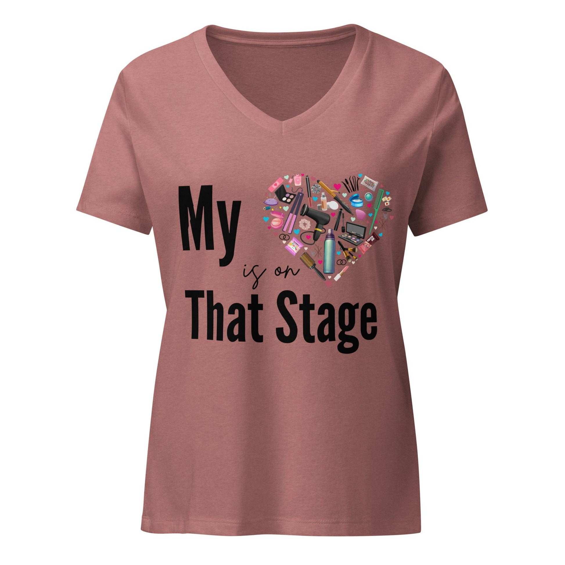My Heart is on That Stage" Women's V-Neck Tee - A Dance Mom's Essentials! 💖✨ - Whippie's
