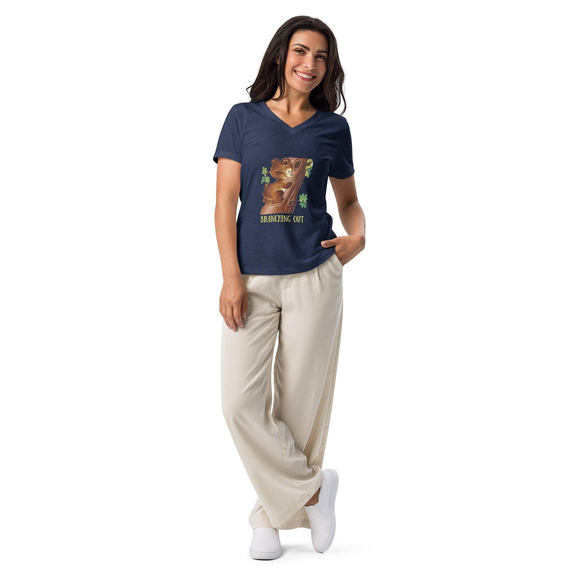 Honey Bear - Branching Out - Women’s Relaxed V-neck T-shirt - Whippie's