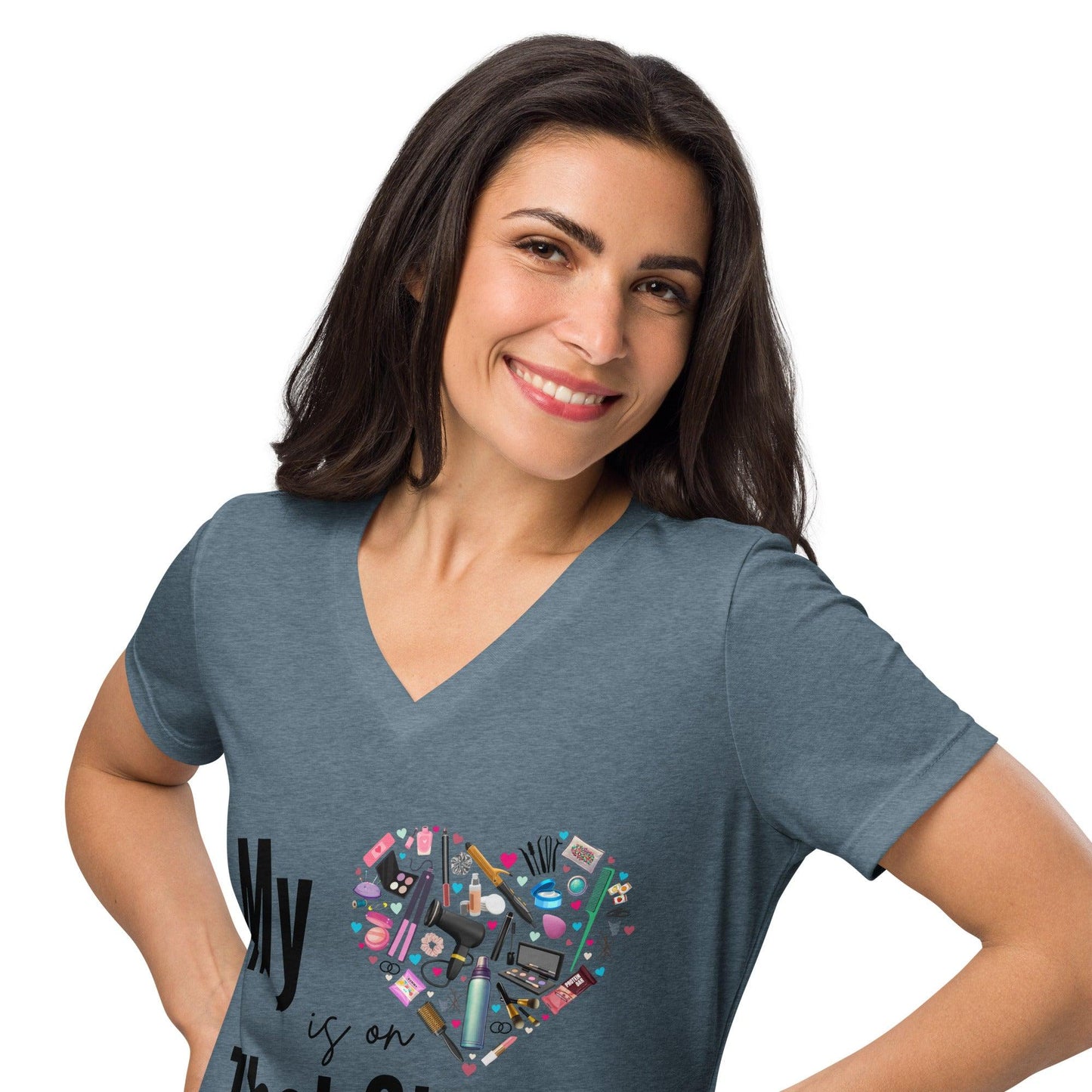 My Heart is on That Stage" Women's V-Neck Tee - A Dance Mom's Essentials! 💖✨ - Whippie's