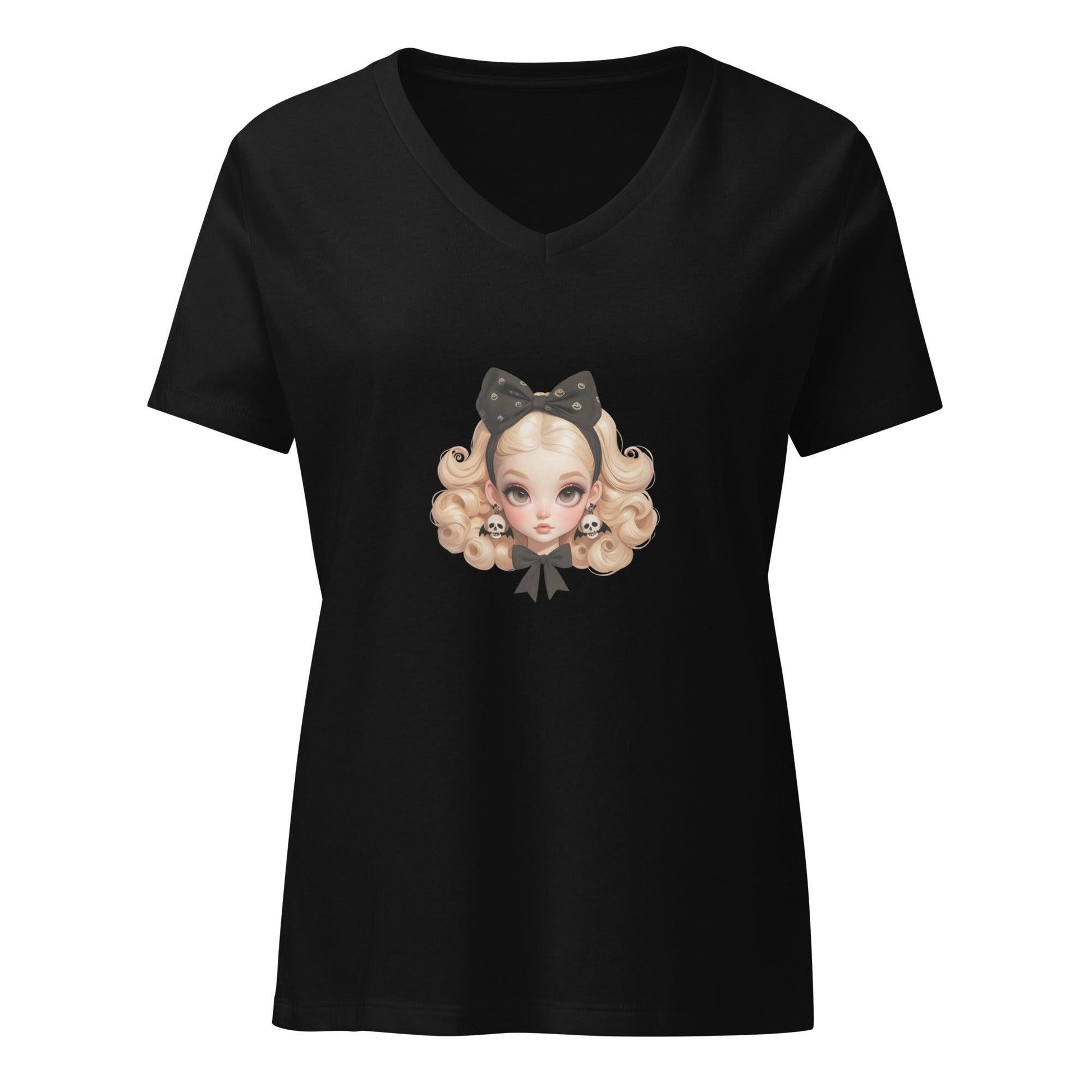 Spooky & Sweet, Vintage Vibes - Women’s Relaxed V-neck T-shirt - Whippie's