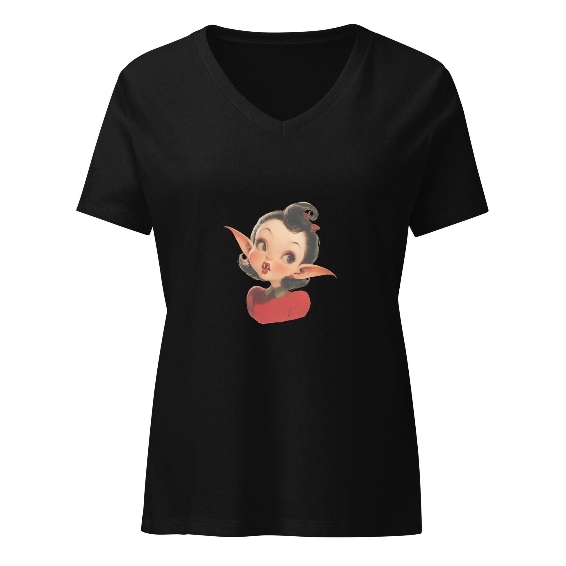 Cute Girl Vampire V-neck Tee - Whippie's