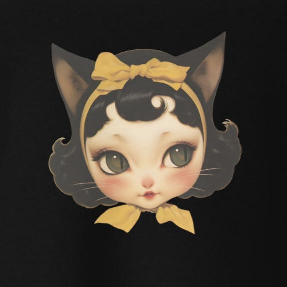 Purr-fectly Spooky - Cute Girl with Cat Ears V-neck Tee - Whippie's