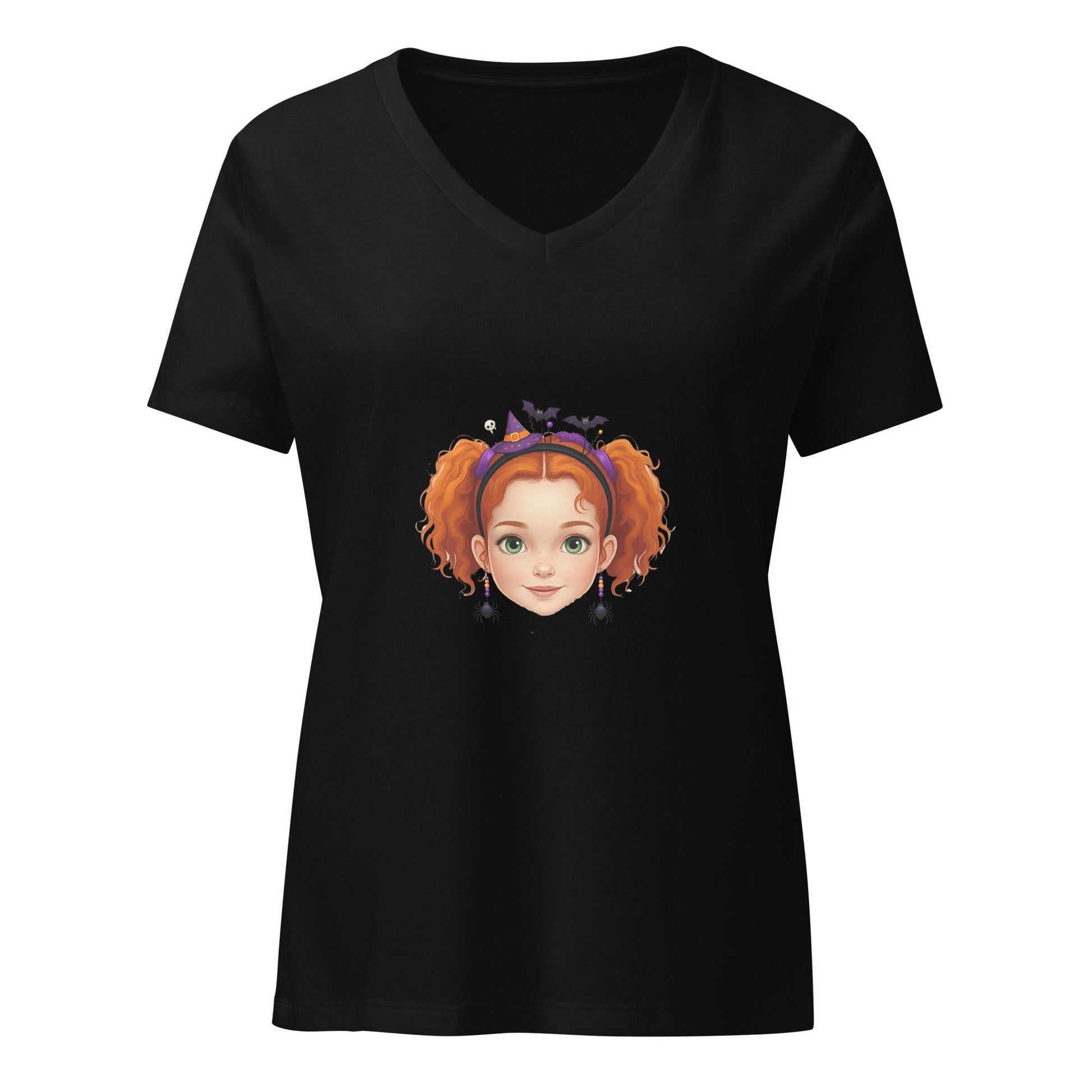 Vintage Boo-tique: Red Hair Girl V-Neck Tee - Whippie's