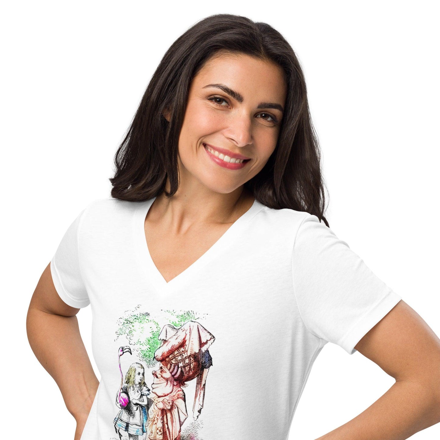 Alice in Wonderland - Alice and Queen - Women’s V-neck T-shirt - Whippie's