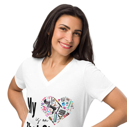 My Heart is on That Stage" Women's V-Neck Tee - A Dance Mom's Essentials! 💖✨ - Whippie's