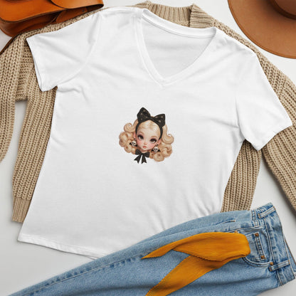 Spooky & Sweet, Vintage Vibes - Women’s Relaxed V-neck T-shirt - Whippie's