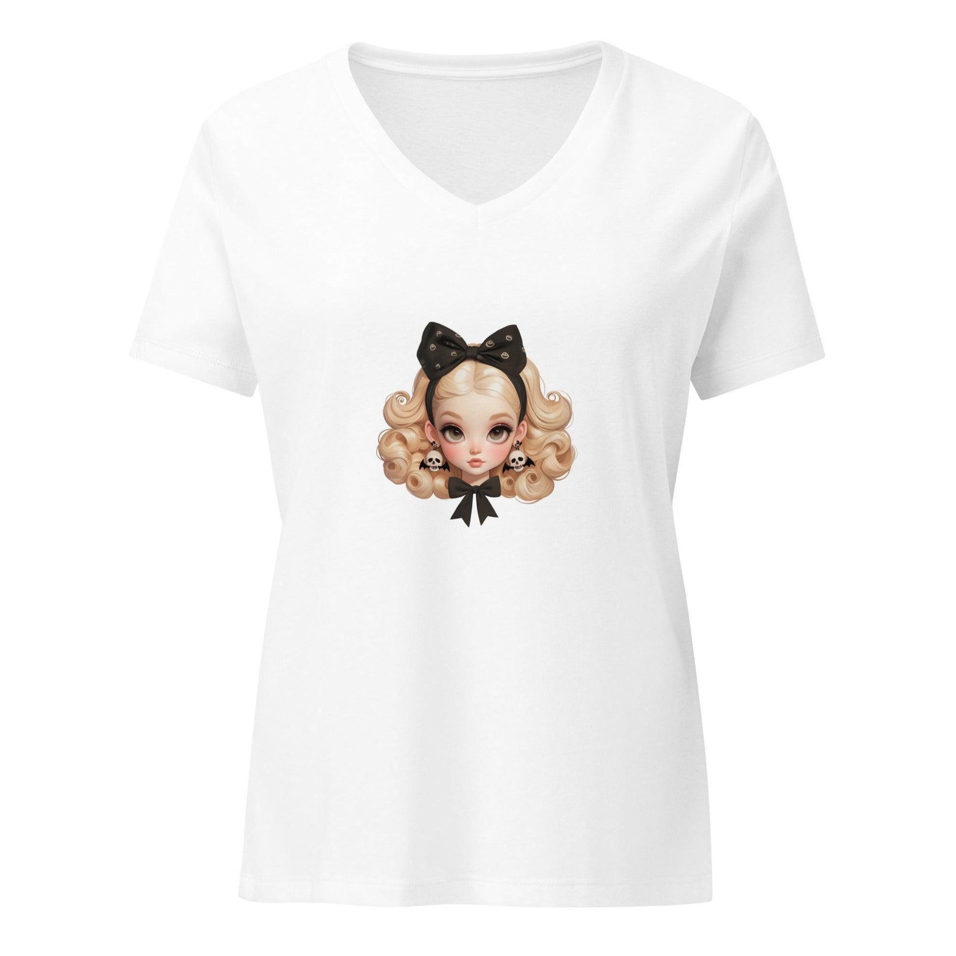 Spooky & Sweet, Vintage Vibes - Women’s Relaxed V-neck T-shirt - Whippie's
