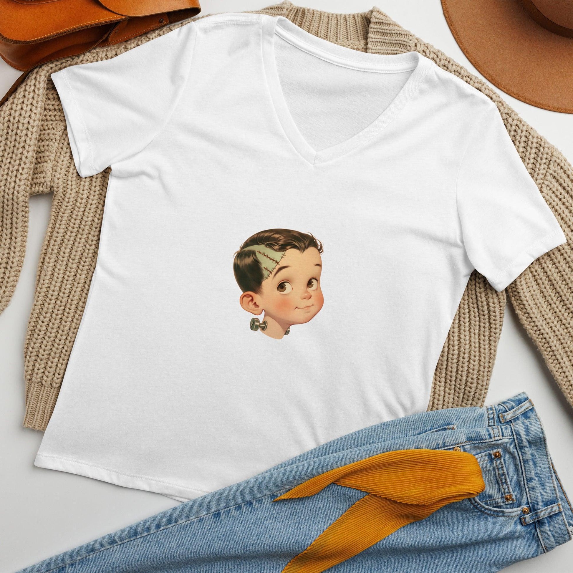 Cute Frankenstein V-Neck Tee - Whippie's