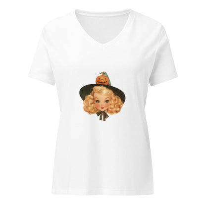Enchanting Vintage Vibes: Blonde Witch V-neck T-shirt - Whippie's
