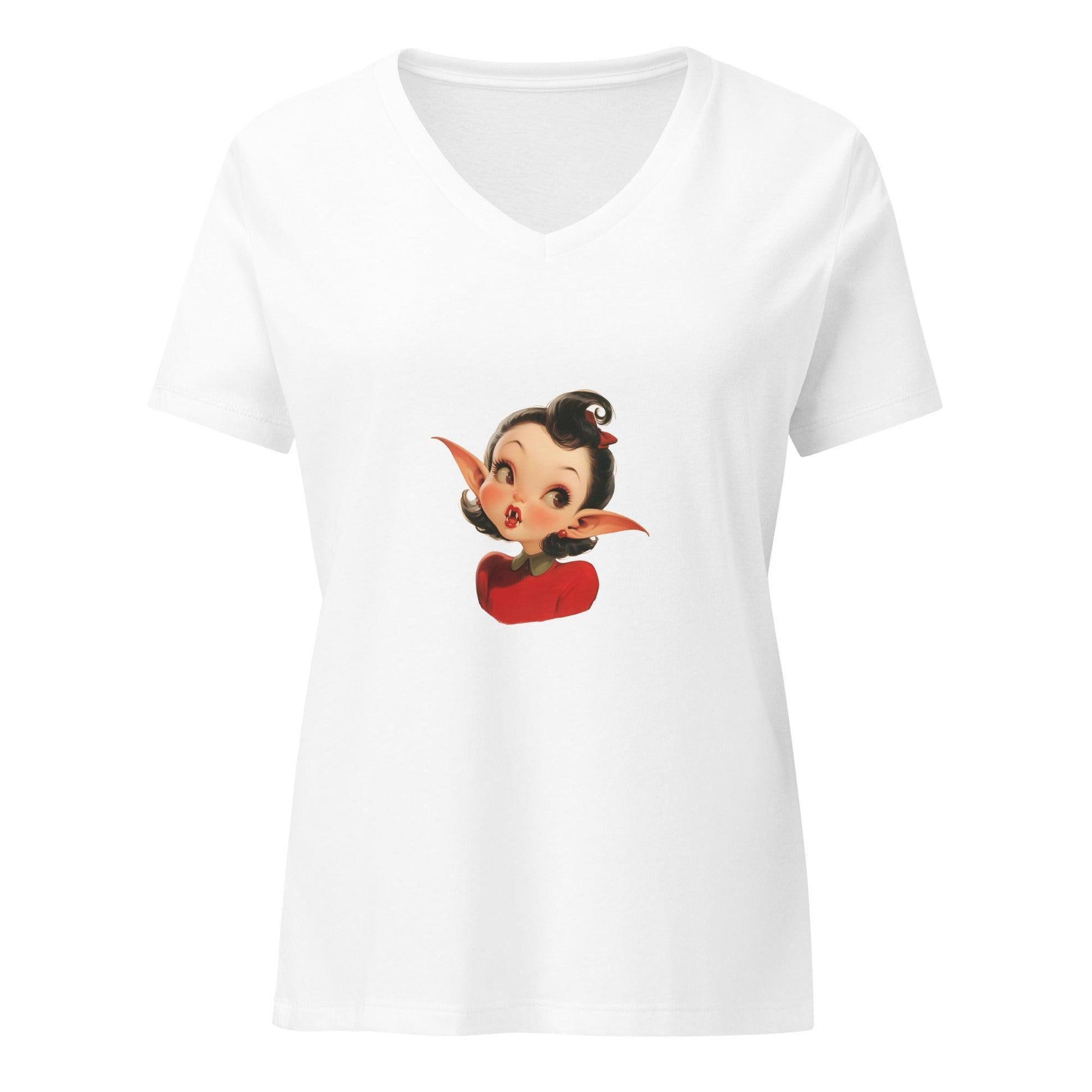 Cute Girl Vampire V-neck Tee - Whippie's