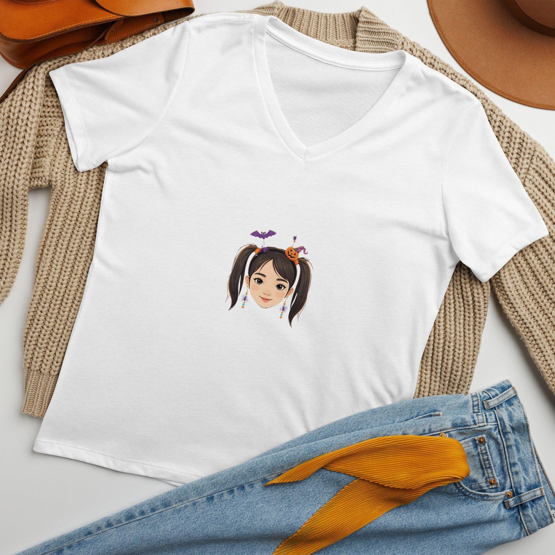 Vintage Boo-tique: Spooky Sweet - Girl V-Neck Tee - Whippie's