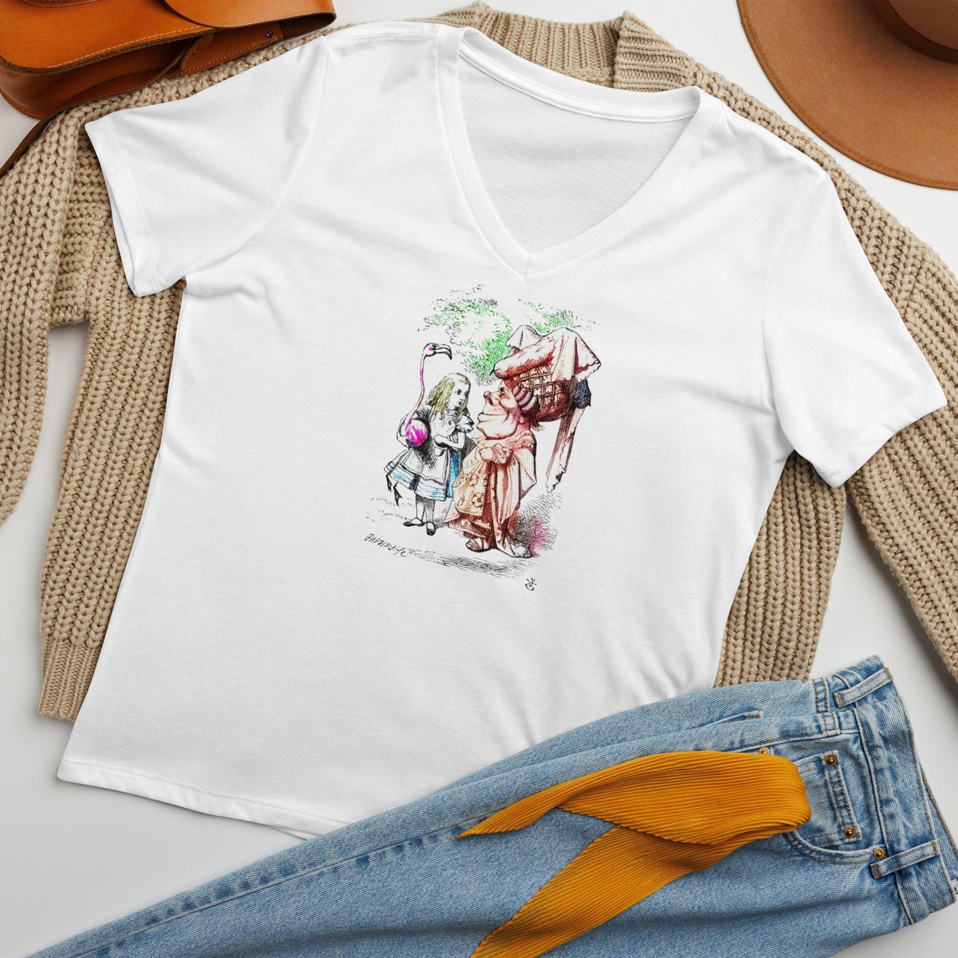 Alice in Wonderland - Alice and Queen - Women’s V-neck T-shirt - Whippie's