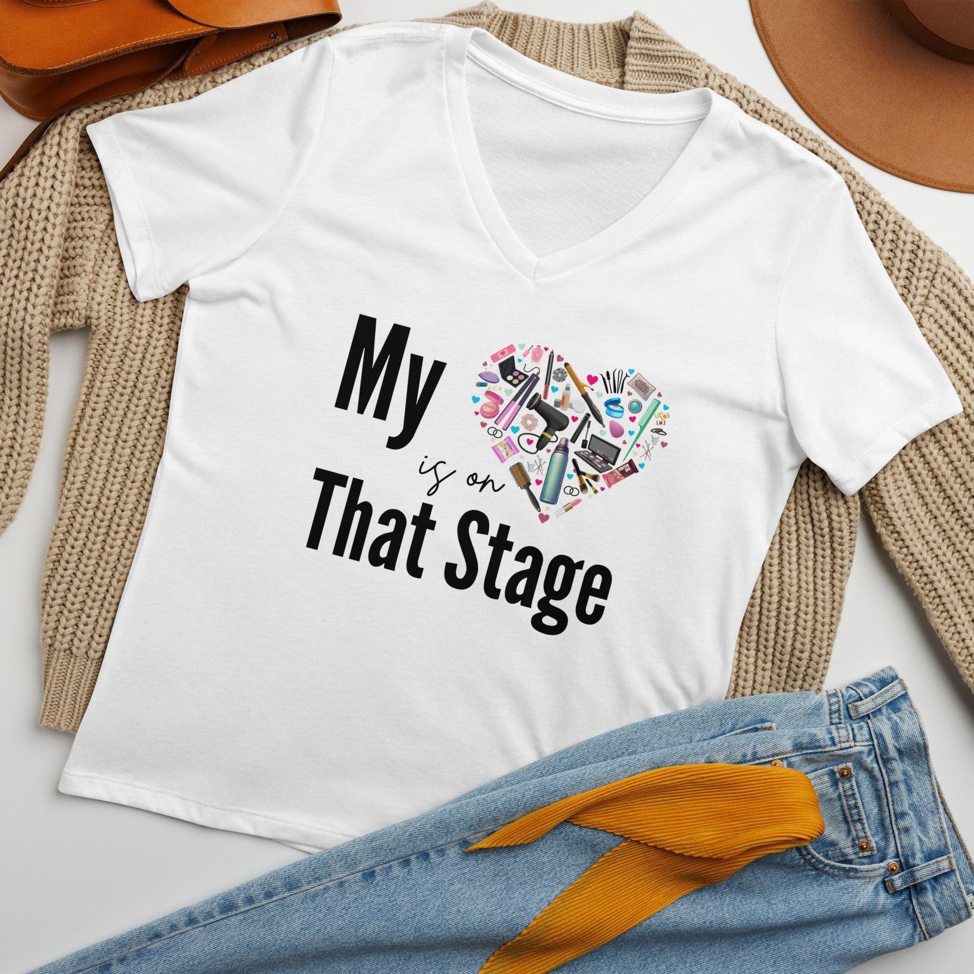 My Heart is on That Stage" Women's V-Neck Tee - A Dance Mom's Essentials! 💖✨ - Whippie's