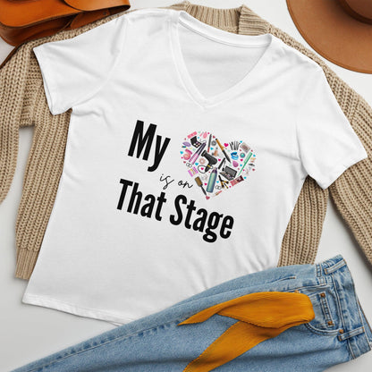 My Heart is on That Stage" Women's V-Neck Tee - A Dance Mom's Essentials! 💖✨ - Whippie's