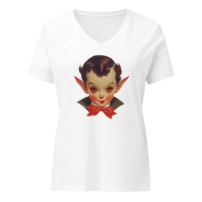 Fangs for the Fashion - Women's Relaxed V-Neck Tee - Embrace Spooky-Cute Style! - Whippie's