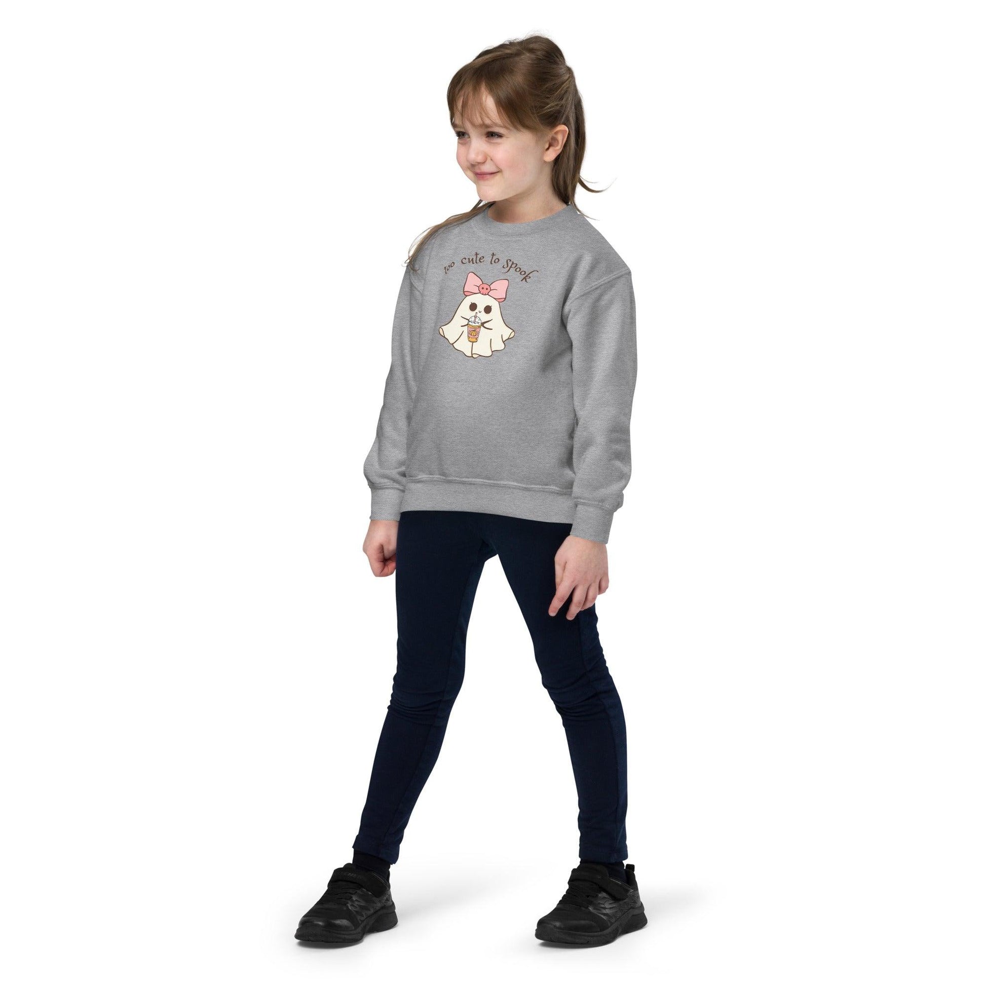 Too Cute to Spook Youth Crewneck Sweatshirt - 👻💖 Stay Cozy and Cute this Halloween! 💖👻 - Whippie's