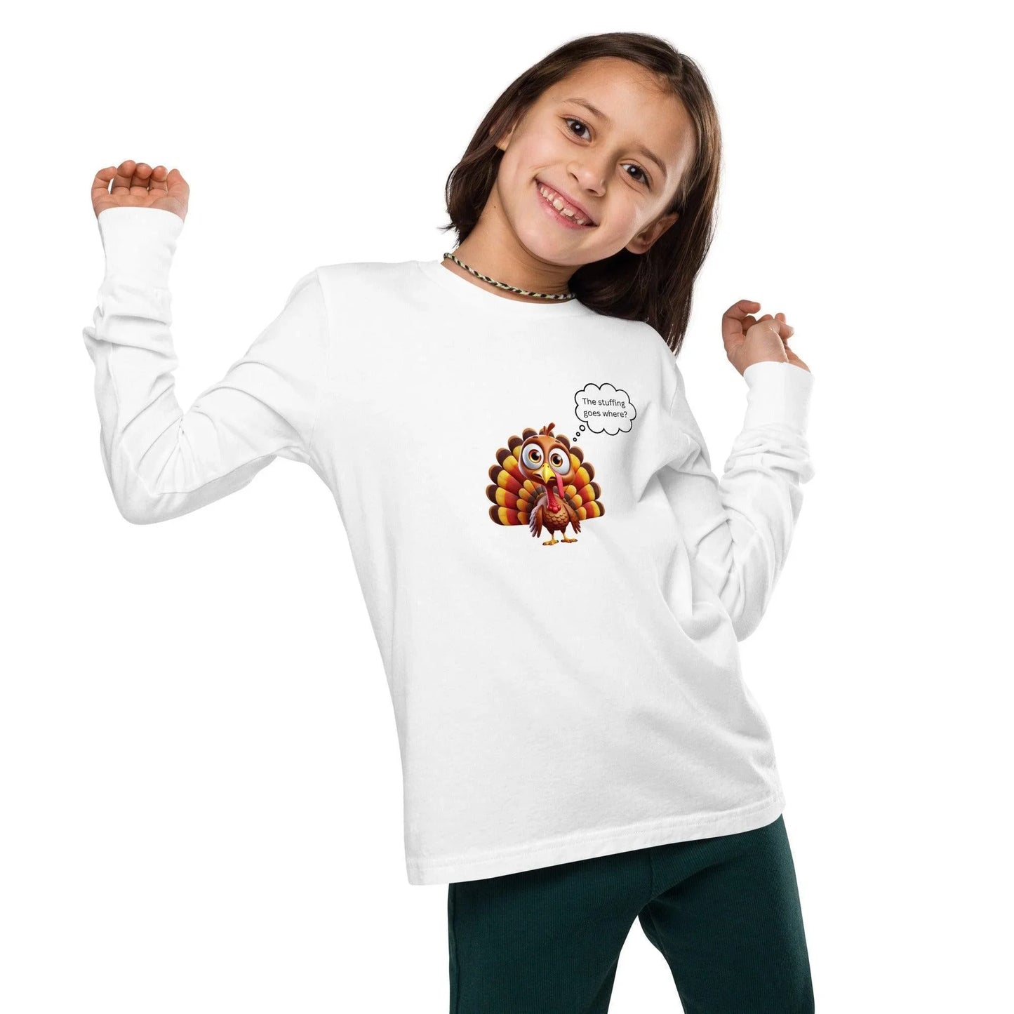 The Stuffing Goes WHERE? 🦃 🤯 Kids Long Sleeve Tee - Whippie's