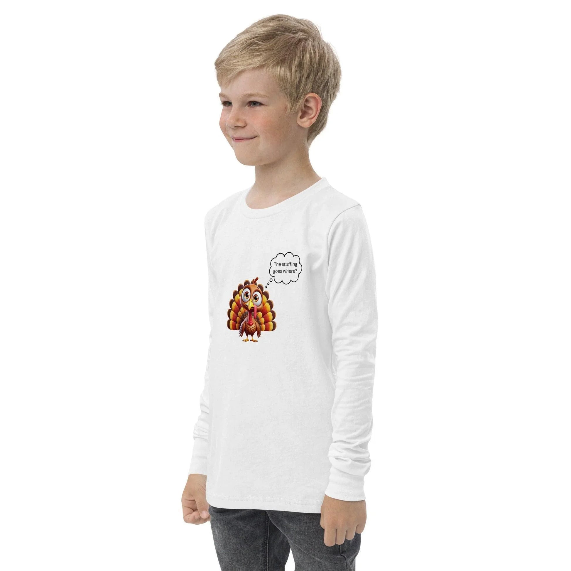 The Stuffing Goes WHERE? 🦃 🤯 Kids Long Sleeve Tee - Whippie's