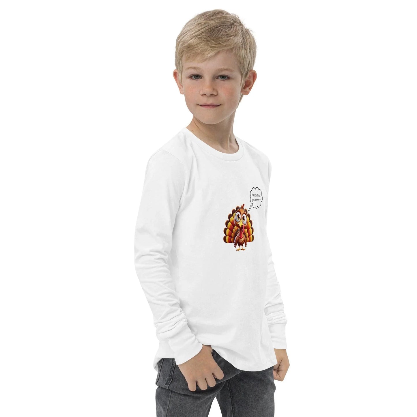 The Stuffing Goes WHERE? 🦃 🤯 Kids Long Sleeve Tee - Whippie's