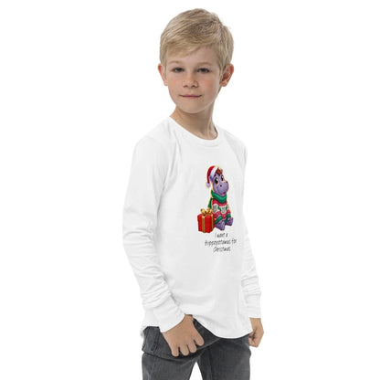 I Want a Hippopotamus for Christmas 🦛🎄 Girl Hippo - Youth Long Sleeve Tee! 🎁✨ - Whippie's
